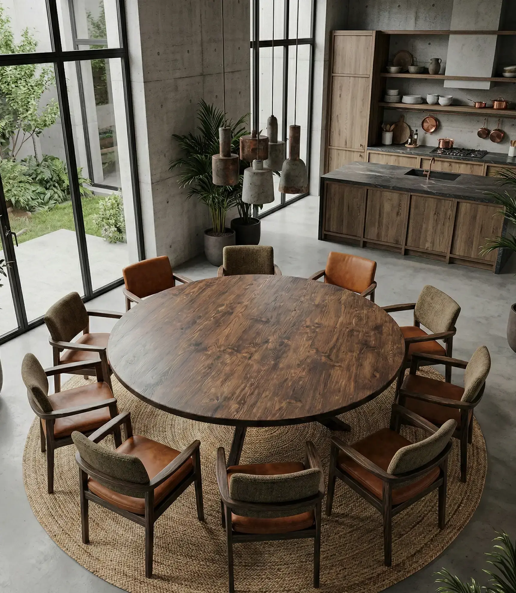 stół do jadalni na 10 osób okrągły stare drewno