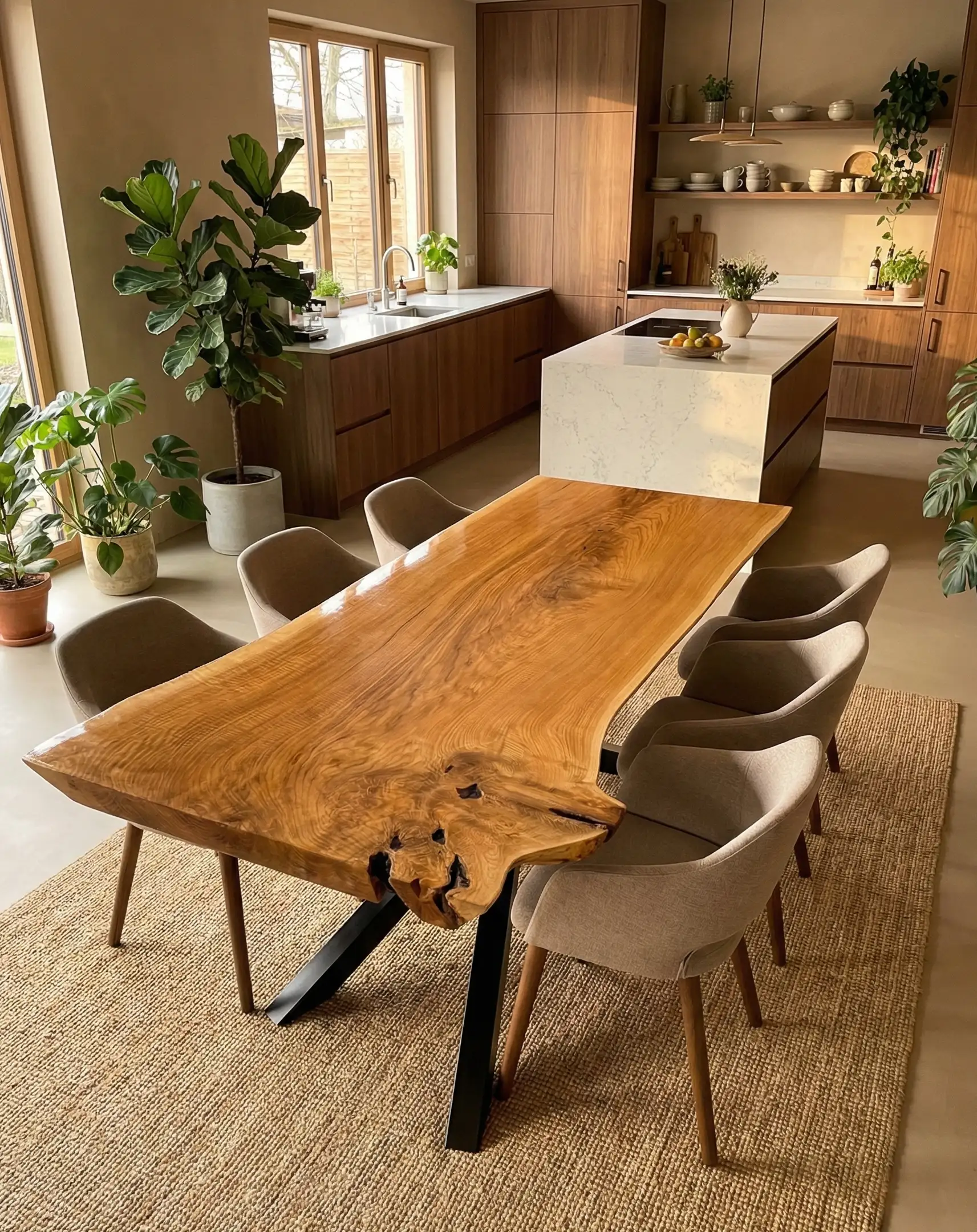 stół jadalniany z monolitu dębowego z naturalną fakturą drewna zabezpieczony lakierem