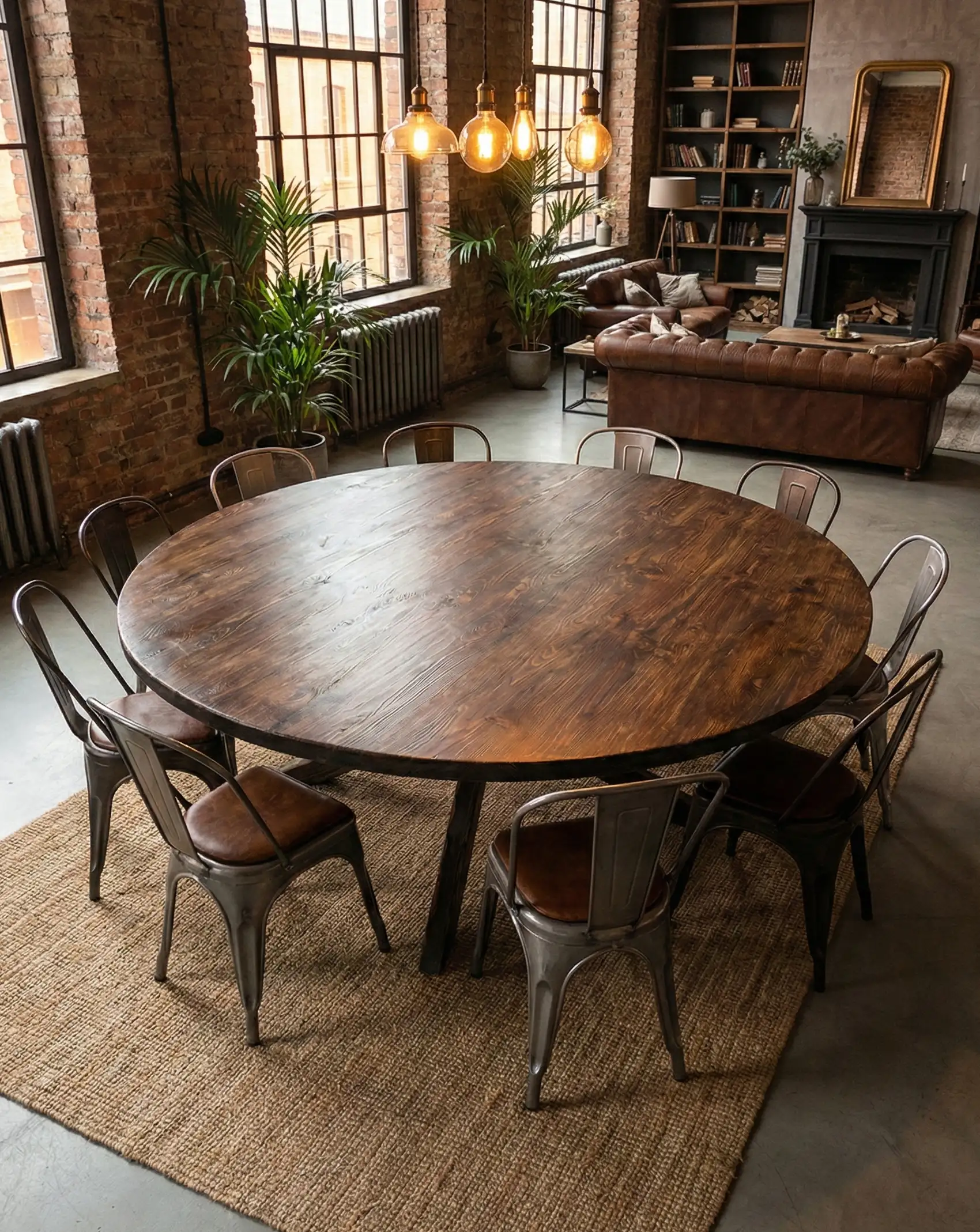 świerkowy stół jadalniany wybarwiony na kolor ciemnego dębu postarzany szczotka