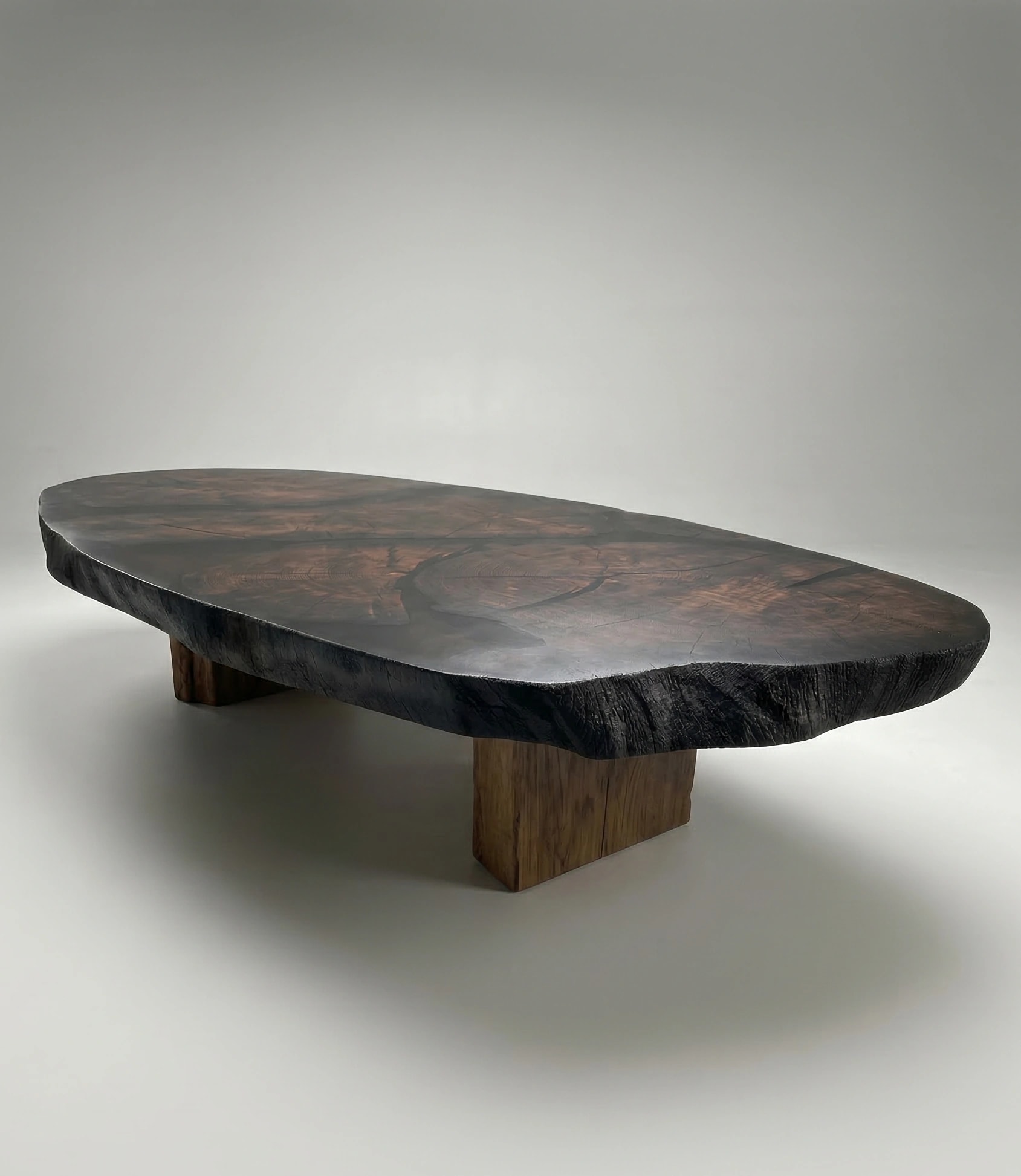 antyczny czarny dąb meble na zamówienie, stolik na wymiar z żywicą epoksydową