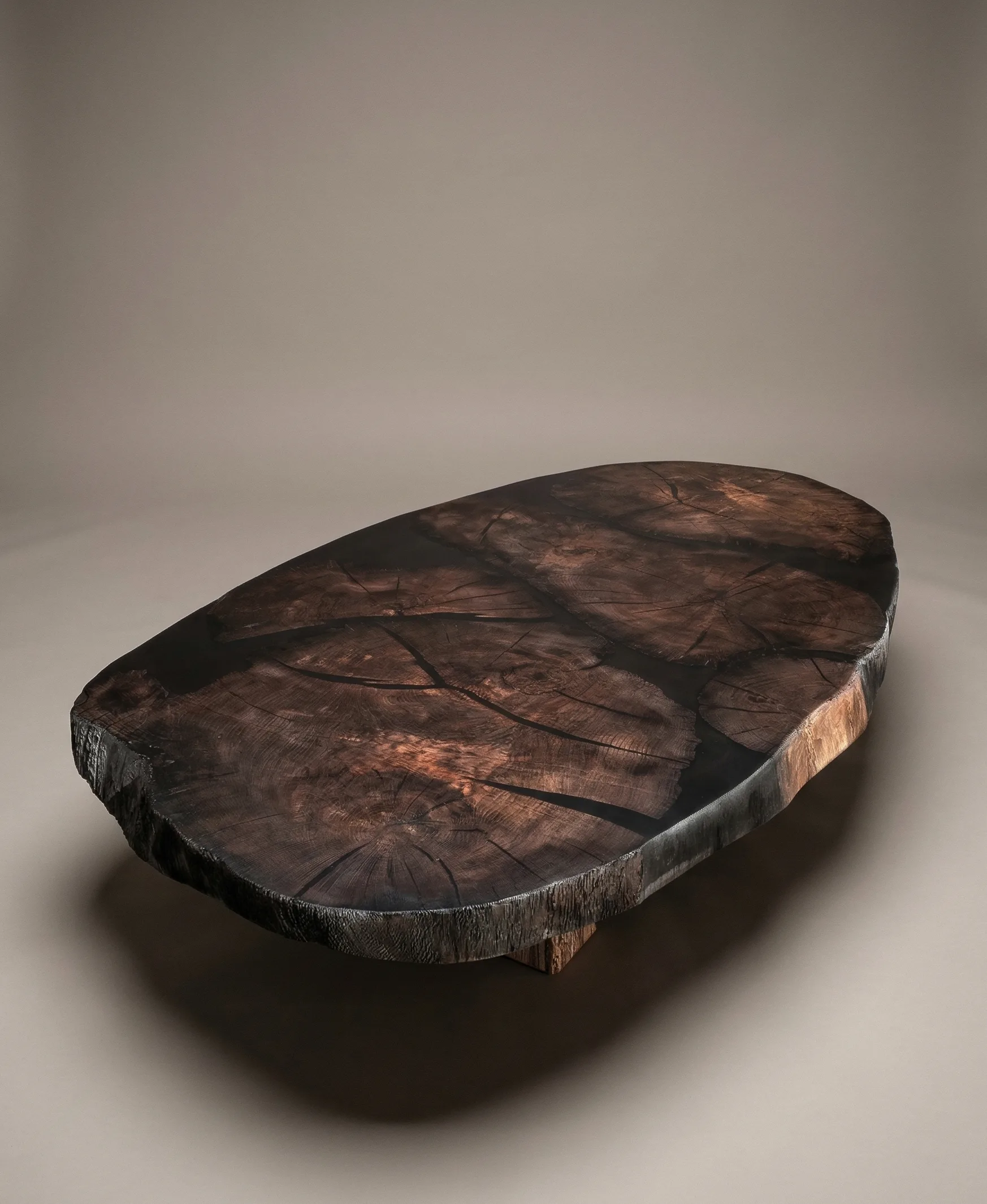 drewno i żywica epoksydowa, stolik stół do salonu czarna żywica epoksydowa półtransparentna i czarny dąb