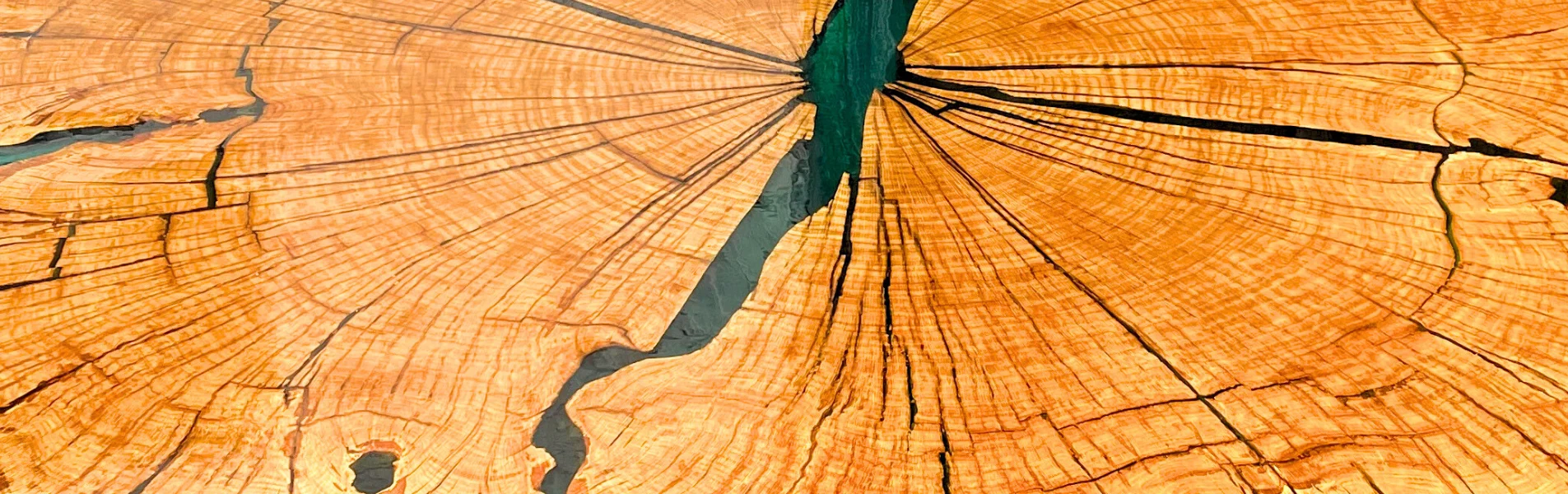 stół jadalniany z dębu z turkusową żywicą epoksydową na metalowych nogach zabezpieczony lakierem w połysku