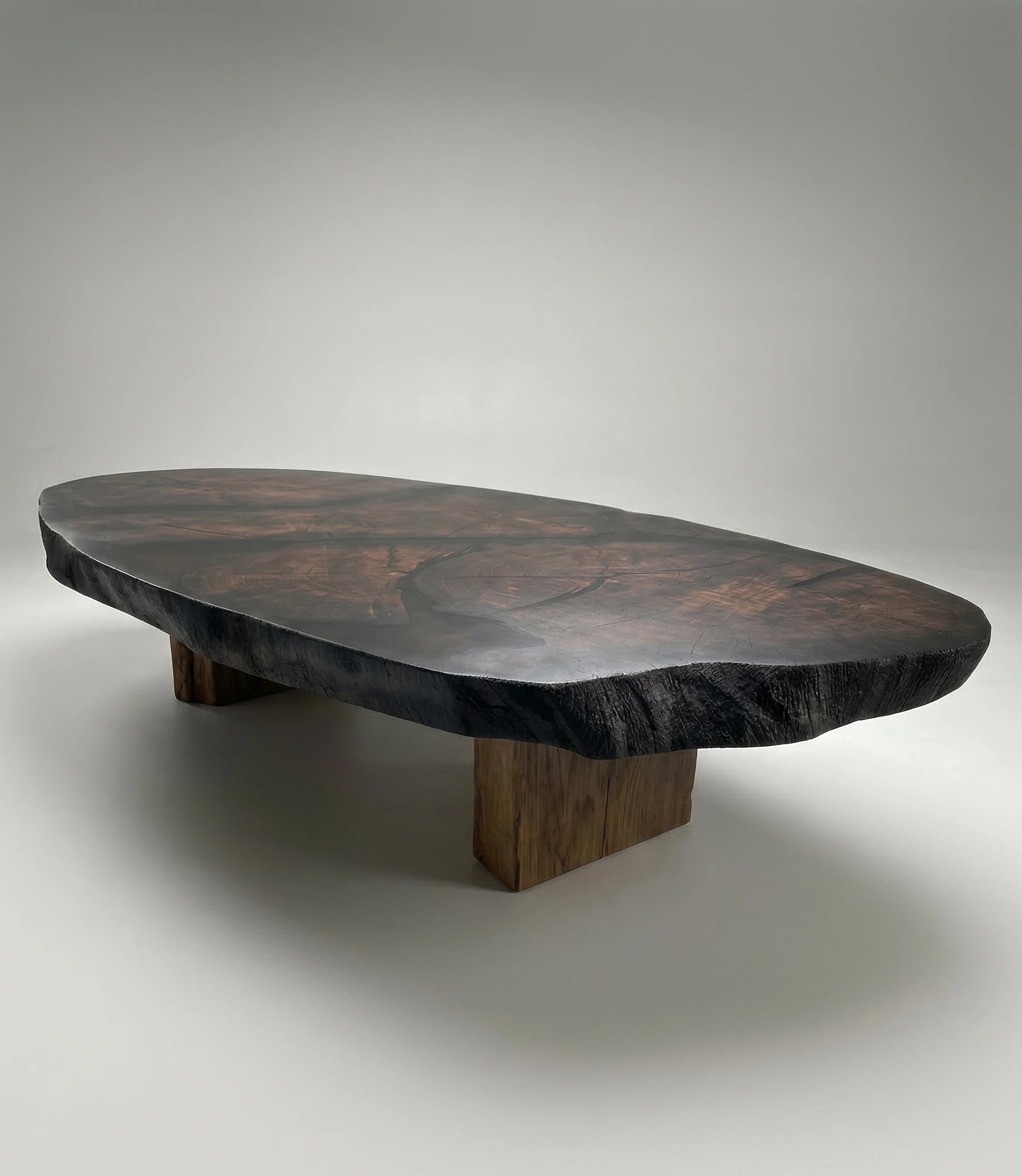 antyczny czarny dąb meble na zamówienie, stolik na wymiar z żywicą epoksydową